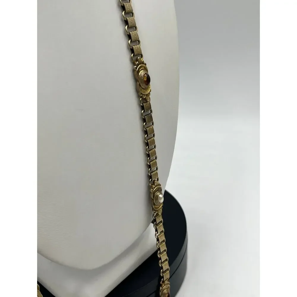 Vintage Gold Tone Book Chain Belt 34